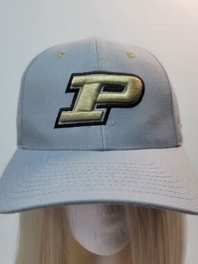 Zephyr University Embroidered P Logo Hat Light Gray Gold Baseball Cap Collegiate